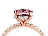 Rose gold Round Cut Diamond Solitaire Ring with Four-Prong Setting and Pavé Band_4