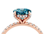 Rose gold Round Cut Diamond Solitaire Ring with Four-Prong Setting and Pavé Band_4