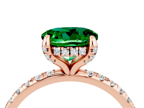 Rose gold Round Cut Diamond Solitaire Ring with Four-Prong Setting and Pavé Band_4