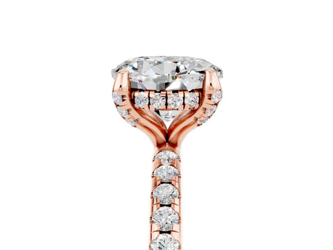 Rose gold Round Cut Diamond Solitaire Ring with Four-Prong Setting and Pavé Band_5