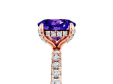 Rose gold Round Cut Diamond Solitaire Ring with Four-Prong Setting and Pavé Band_5