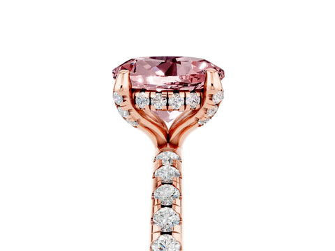Rose gold Round Cut Diamond Solitaire Ring with Four-Prong Setting and Pavé Band_5