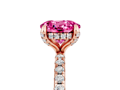 Rose gold Round Cut Diamond Solitaire Ring with Four-Prong Setting and Pavé Band_5