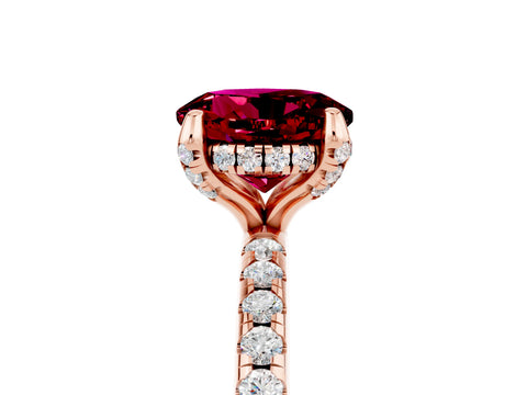 Rose gold Round Cut Diamond Solitaire Ring with Four-Prong Setting and Pavé Band_5
