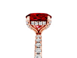 Rose gold Round Cut Diamond Solitaire Ring with Four-Prong Setting and Pavé Band_5