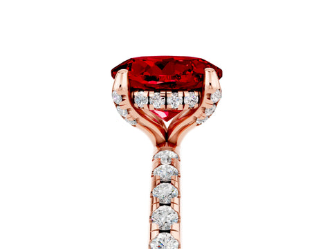 Rose gold Round Cut Diamond Solitaire Ring with Four-Prong Setting and Pavé Band_5