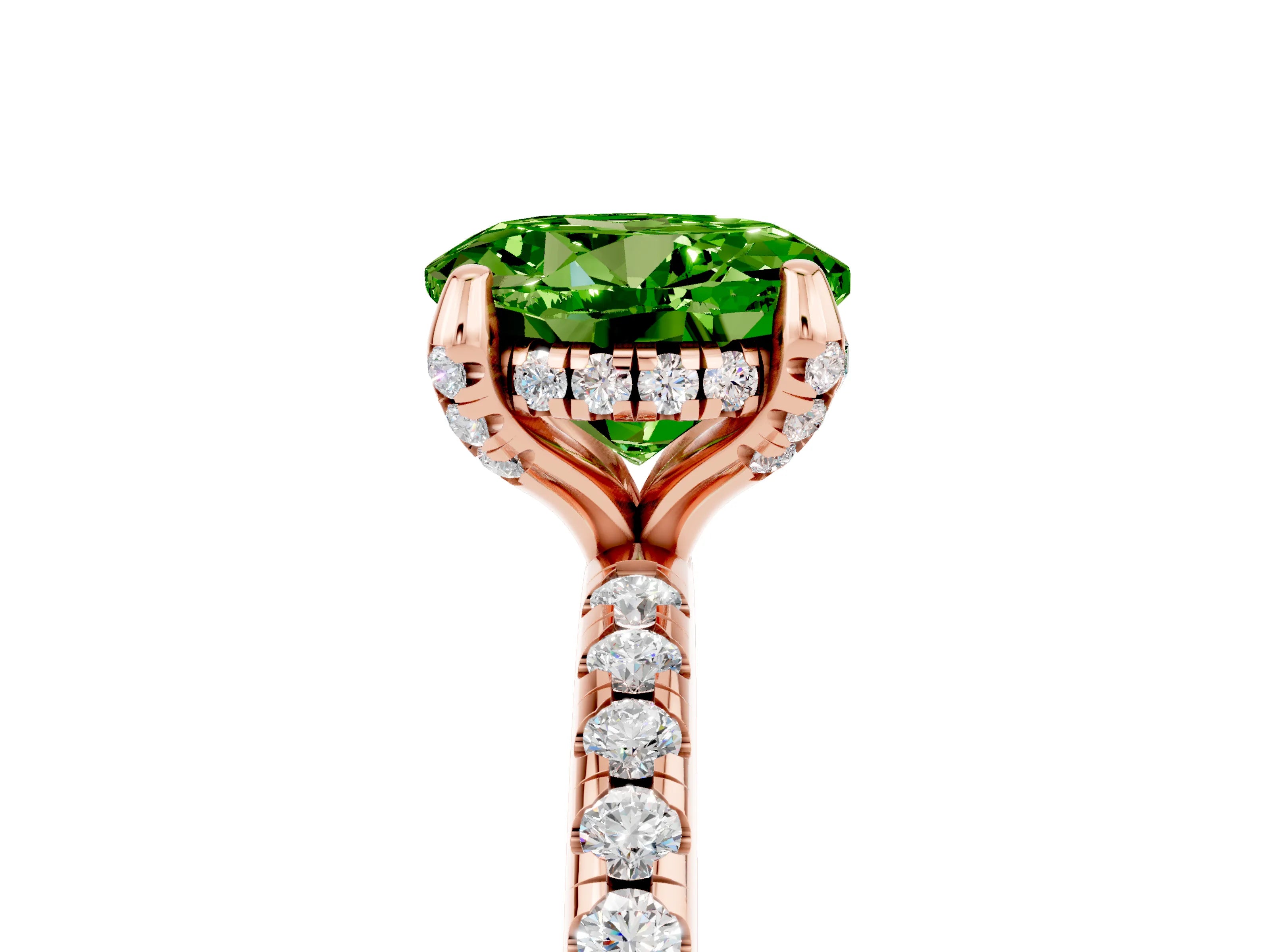 Rose gold Round Cut Diamond Solitaire Ring with Four-Prong Setting and Pavé Band_5