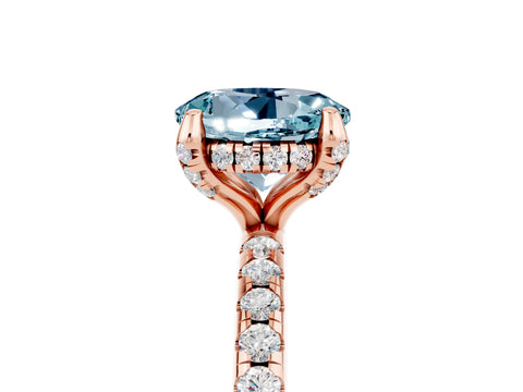 Rose gold Round Cut Diamond Solitaire Ring with Four-Prong Setting and Pavé Band_5