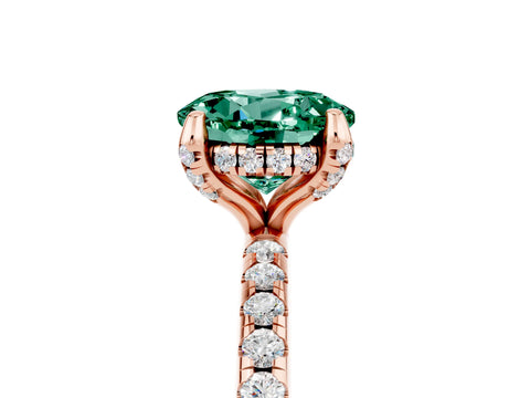 Rose gold Round Cut Diamond Solitaire Ring with Four-Prong Setting and Pavé Band_5