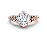 Rose gold Round Cut Diamond Solitaire Ring with Hidden Halo and Pavé Band_34