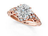 Rose gold Round Cut Diamond Solitaire Ring with Hidden Halo and Pavé Band_35