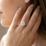 Rose gold Round Cut Diamond Solitaire Ring with Leaf Motif Band and Four-Prong Setting_131