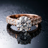 Rose gold Round Cut Diamond Solitaire Ring with Micro Pave Band and Prong Setting_15