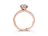 10K Rose Gold 0.27 Carat D VVS2 Round Diamond Solitaire Ring with Round  Pavé Band and Four-Prong Setting