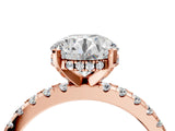 10K Rose Gold 0.27 Carat D VVS2 Round Diamond Solitaire Ring with Round  Pavé Band and Four-Prong Setting