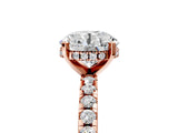10K Rose Gold 0.27 Carat D VVS2 Round Diamond Solitaire Ring with Round  Pavé Band and Four-Prong Setting