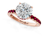 Rose gold Round Cut Diamond Solitaire Ring with Pavé Band and Four-Prong Setting_1