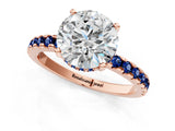 Rose gold Round Cut Diamond Solitaire Ring with Pavé Band and Four-Prong Setting_1