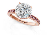 Rose gold Round Cut Diamond Solitaire Ring with Pavé Band and Four-Prong Setting_1