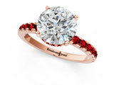 Rose gold Round Cut Diamond Solitaire Ring with Pavé Band and Four-Prong Setting_1