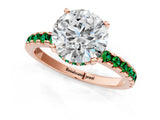 Rose gold Round Cut Diamond Solitaire Ring with Pavé Band and Four-Prong Setting_1
