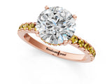 Rose gold Round Cut Diamond Solitaire Ring with Pavé Band and Four-Prong Setting_1