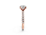 Rose gold Round Cut Diamond Solitaire Ring with Pavé Band and Four-Prong Setting_2