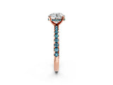 Rose gold Round Cut Diamond Solitaire Ring with Pavé Band and Four-Prong Setting_2