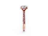 Rose gold Round Cut Diamond Solitaire Ring with Pavé Band and Four-Prong Setting_2