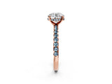 Rose gold Round Cut Diamond Solitaire Ring with Pavé Band and Four-Prong Setting_2