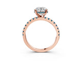 Rose gold Round Cut Diamond Solitaire Ring with Pavé Band and Four-Prong Setting_3