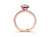 Rose gold Round Cut Diamond Solitaire Ring with Pavé Band and Four-Prong Setting_3