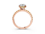 Rose gold Round Cut Diamond Solitaire Ring with Pavé Band and Four-Prong Setting_3