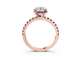 Rose gold Round Cut Diamond Solitaire Ring with Pavé Band and Four-Prong Setting_3