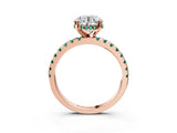 Rose gold Round Cut Diamond Solitaire Ring with Pavé Band and Four-Prong Setting_3