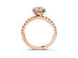 Rose gold Round Cut Diamond Solitaire Ring with Pavé Band and Four-Prong Setting_3