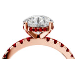 Rose gold Round Cut Diamond Solitaire Ring with Pavé Band and Four-Prong Setting_4