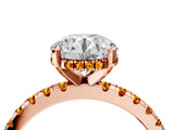 Rose gold Round Cut Diamond Solitaire Ring with Pavé Band and Four-Prong Setting_4