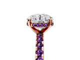 Rose gold Round Cut Diamond Solitaire Ring with Pavé Band and Four-Prong Setting_5