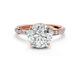 Rose gold Round Cut Diamond Solitaire Ring with Pavé Band and Hidden Halo_20