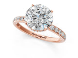 Rose gold Round Cut Diamond Solitaire Ring with Pavé Band and Hidden Halo_21