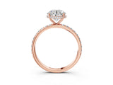 Rose gold Round Cut Diamond Solitaire Ring with Pavé Band and Hidden Halo_23