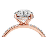 Rose gold Round Cut Diamond Solitaire Ring with Pavé Band and Hidden Halo_24