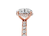 Rose gold Round Cut Diamond Solitaire Ring with Pavé Band and Hidden Halo_25