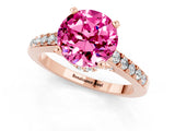 Rose gold Round Cut Diamond Solitaire Ring with Pavé Band and Prong Setting_1