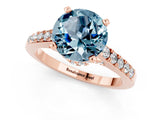 Rose gold Round Cut Diamond Solitaire Ring with Pavé Band and Prong Setting_1