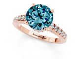 Rose gold Round Cut Diamond Solitaire Ring with Pavé Band and Prong Setting_1