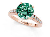 Rose gold Round Cut Diamond Solitaire Ring with Pavé Band and Prong Setting_1