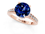 Rose gold Round Cut Diamond Solitaire Ring with Pavé Band and Prong Setting_1