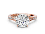 Rose gold Round Cut Diamond Solitaire Ring with Pavé Band and Prong Setting_20